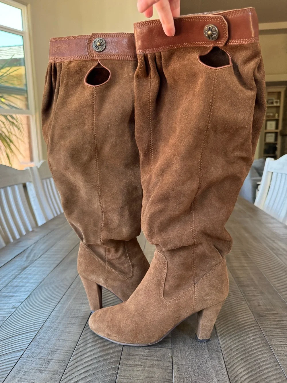 Vintage Michael Kors Festival Slouch Brown Suede Heeled Boots Women’s Size 8